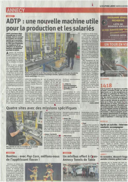 ADTP et le Dauphiné Libéré